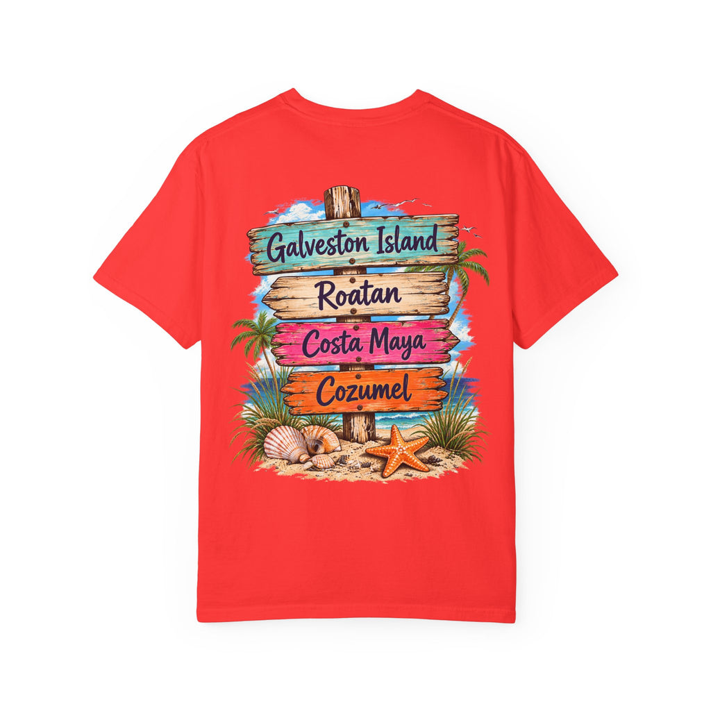 Western Caribbean List from Galveston Unisex Garment-Dyed T-shirt