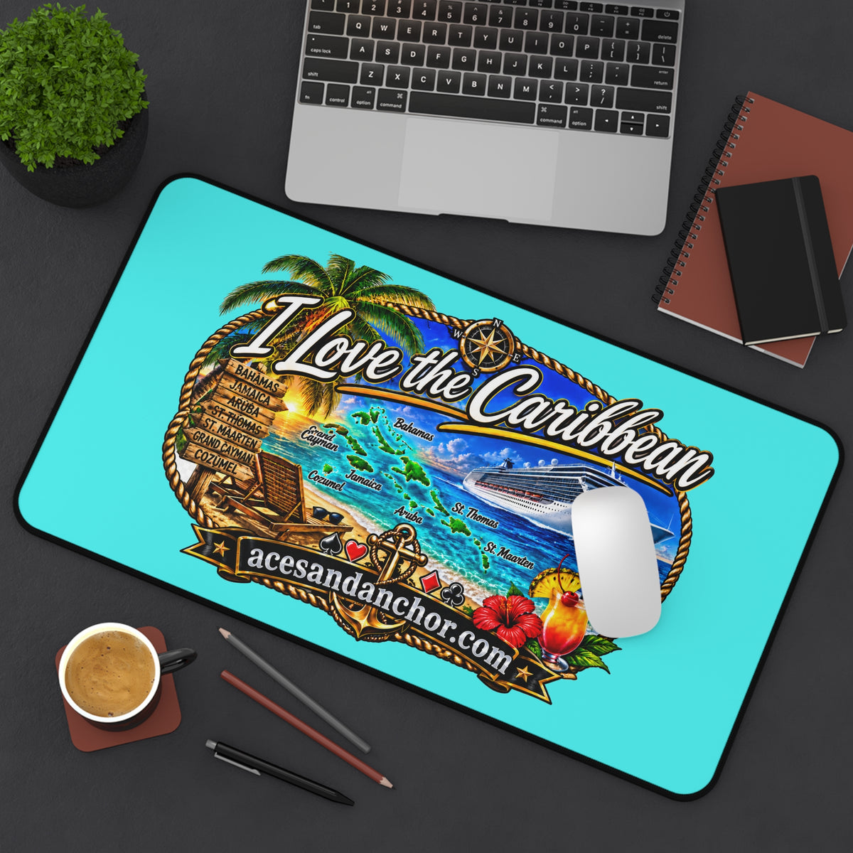 I Love the Caribbean Desk Mat product image 4