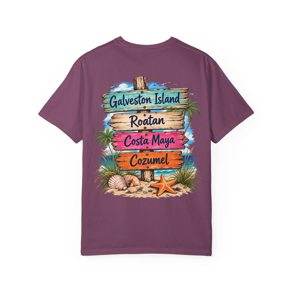 Western Caribbean List from Galveston Unisex Garment-Dyed T-shirt