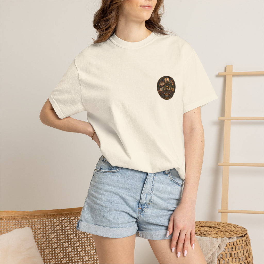 Aces & Anchor Black QR Code Unisex Garment-Dyed T-Shirt