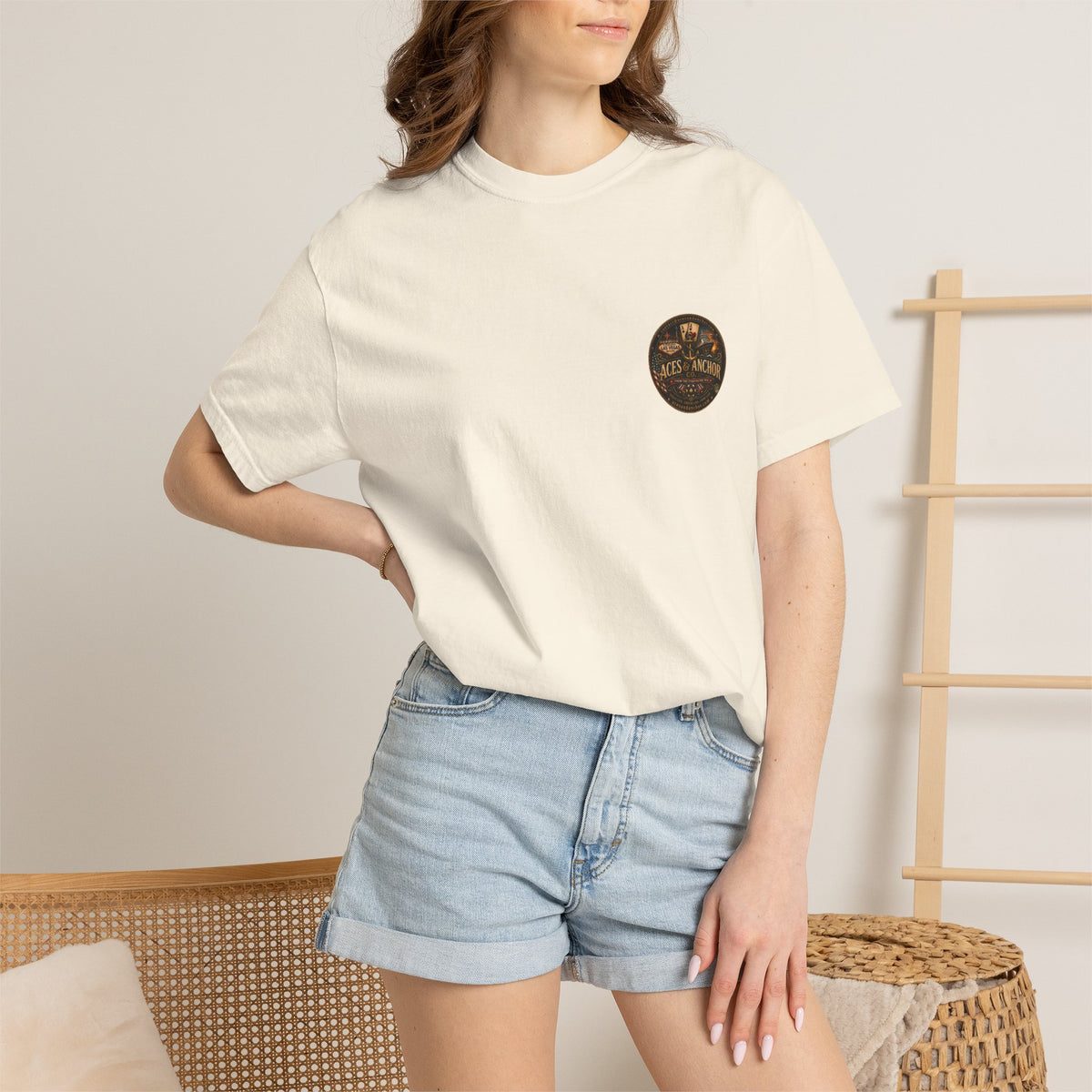 Aces & Anchor Black QR Code Unisex Garment-Dyed T-Shirt