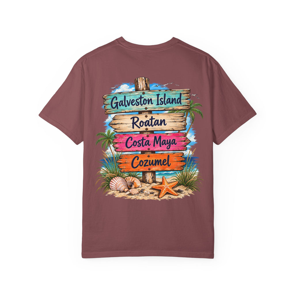 Western Caribbean List from Galveston Unisex Garment-Dyed T-shirt
