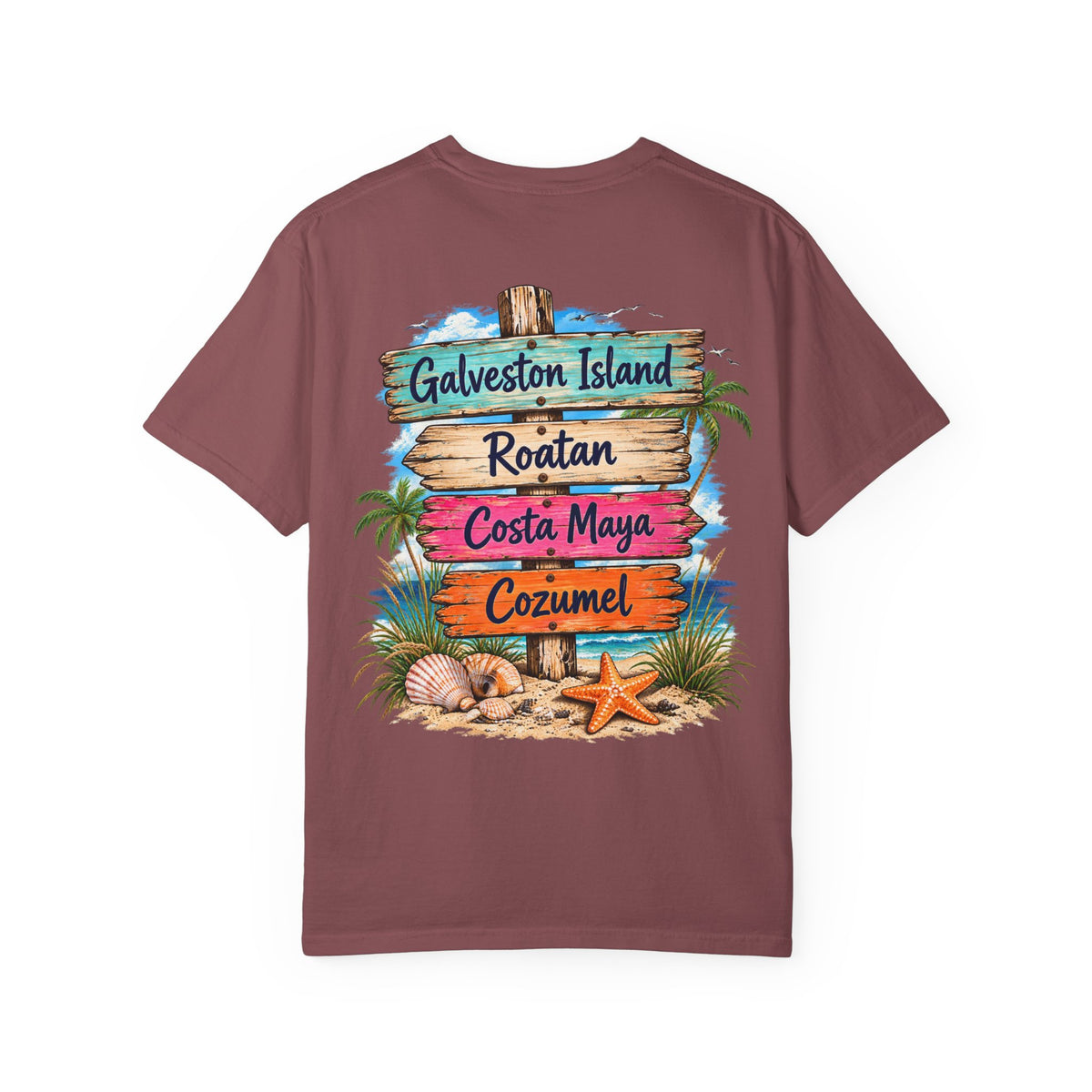 Western Caribbean List from Galveston Unisex Garment-Dyed T-shirt