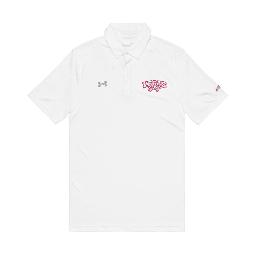 Vegas Golf Pink Embroidered  Under Armour Polo — Classic Performance Golf Shirt