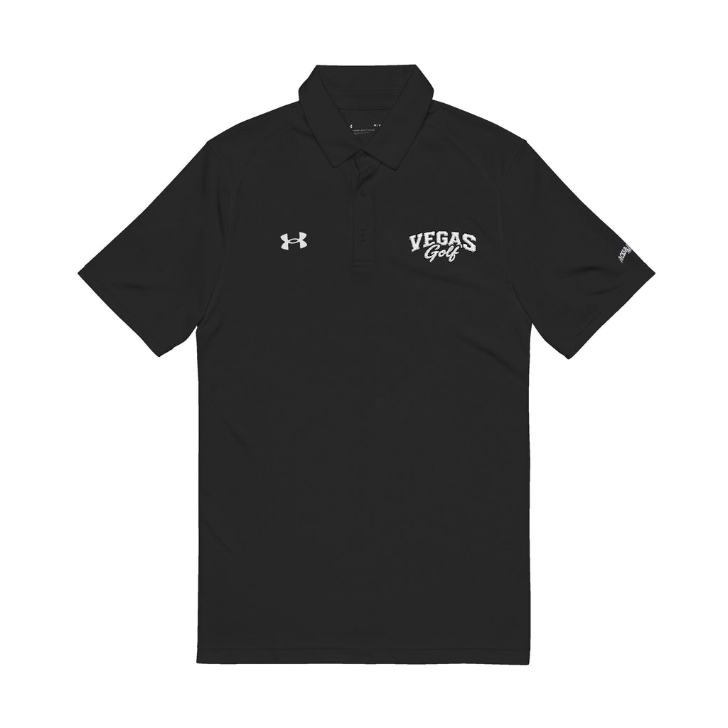 Vegas Golf Black Embroidered  Under Armour Polo — Classic Performance Golf Shirt