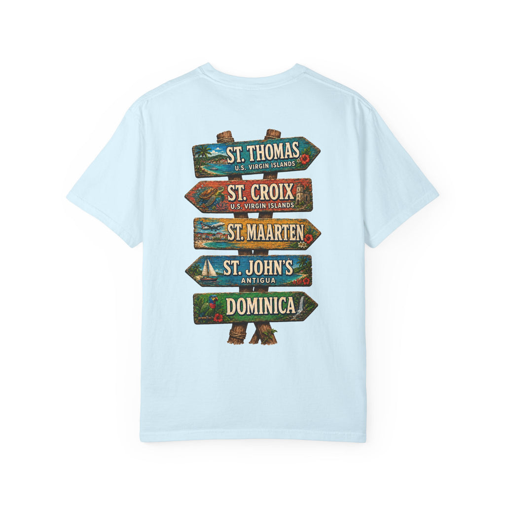 Southern Caribbean Island List Unisex Garment-Dyed T-Shirt