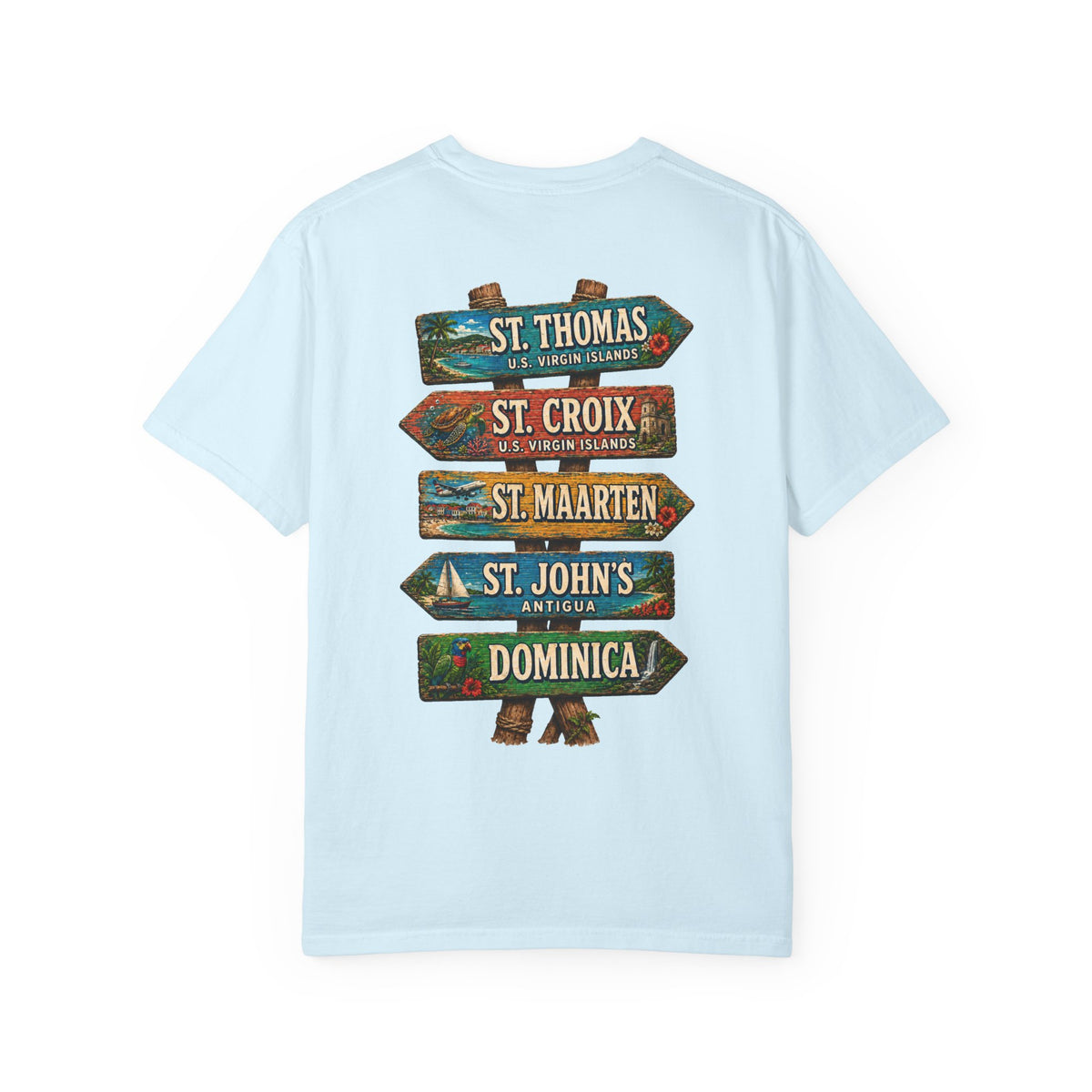 Southern Caribbean Island List Unisex Garment-Dyed T-Shirt