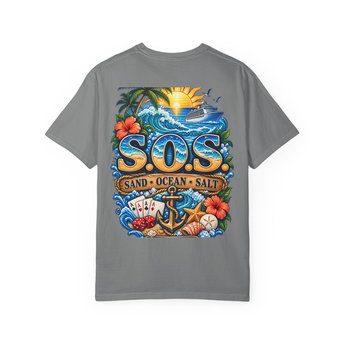 S.O.S. SALT OCEAN SEA Unisex Garment-Dyed T-Shirt