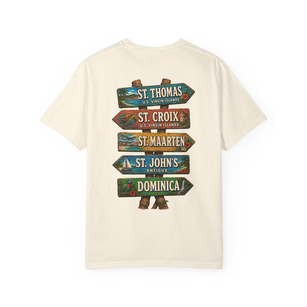 Southern Caribbean Island List Unisex Garment-Dyed T-Shirt