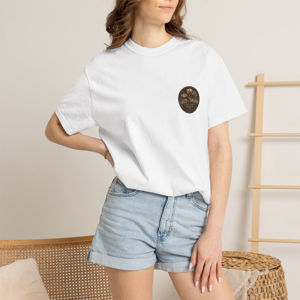 Aces & Anchor Black QR Code Unisex Garment-Dyed T-Shirt