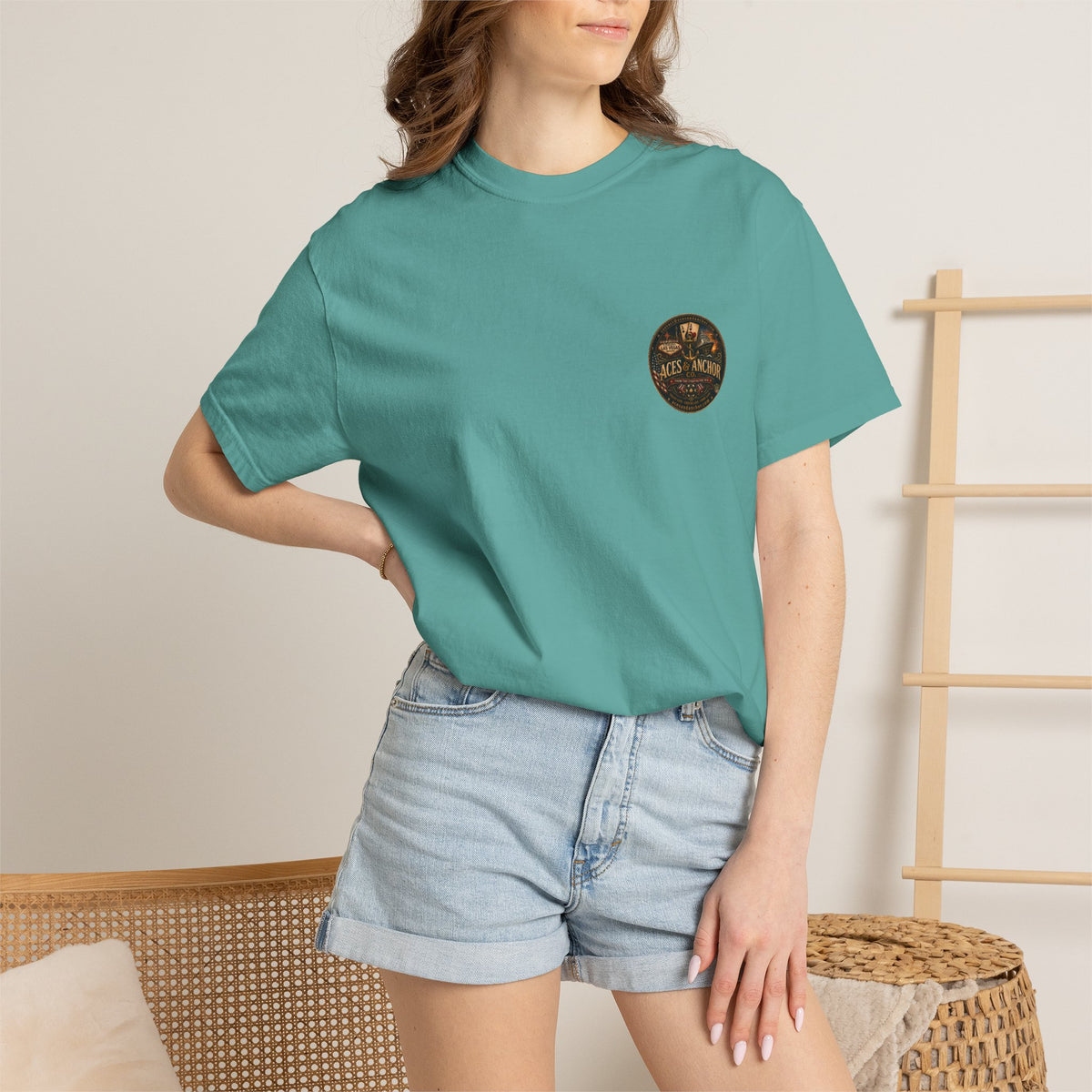 Aces & Anchor Black QR Code Unisex Garment-Dyed T-Shirt