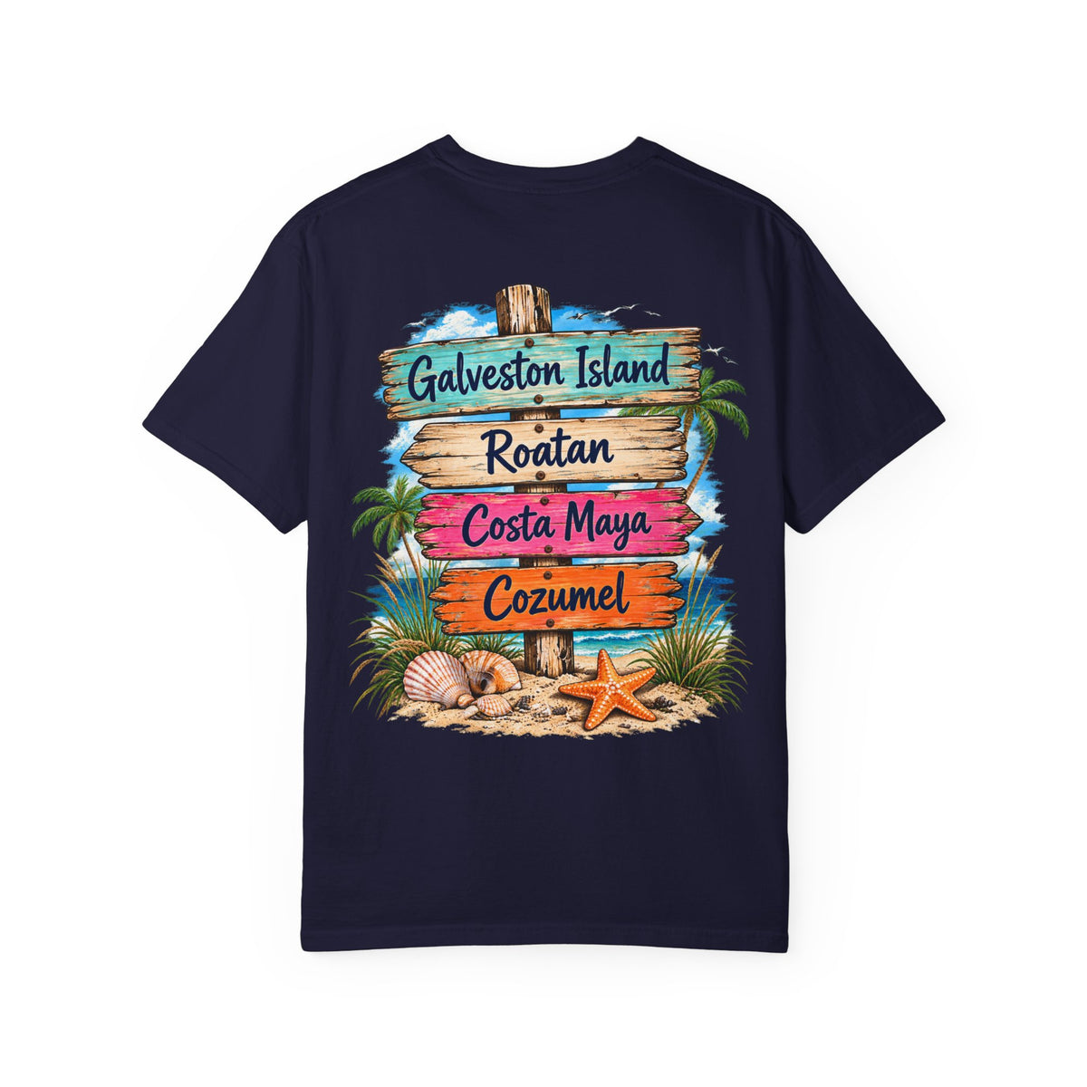 Western Caribbean List from Galveston Unisex Garment-Dyed T-shirt