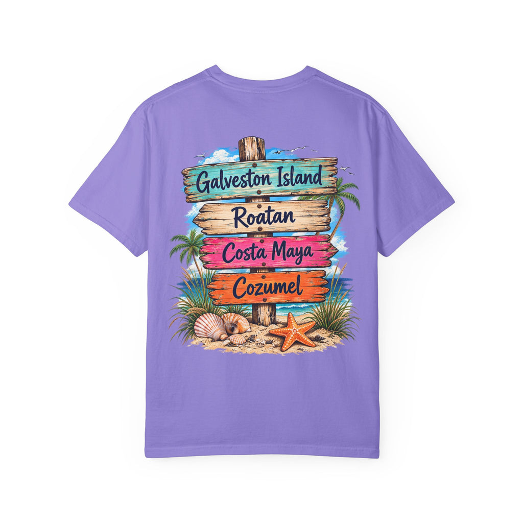Western Caribbean List from Galveston Unisex Garment-Dyed T-shirt