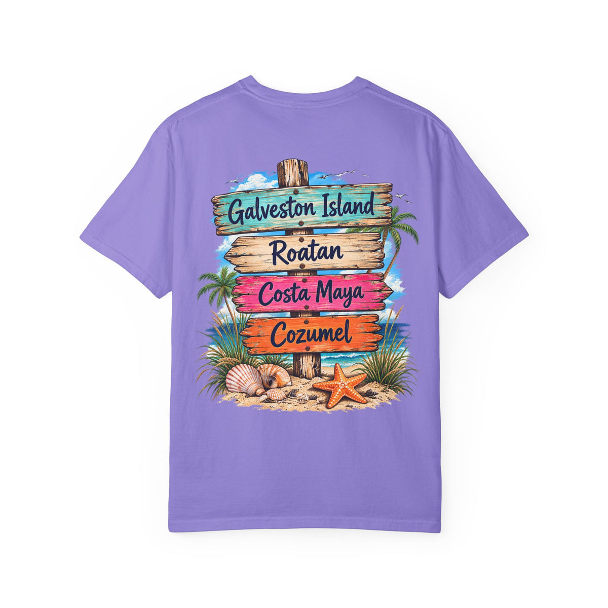 Western Caribbean List from Galveston Unisex Garment-Dyed T-shirt