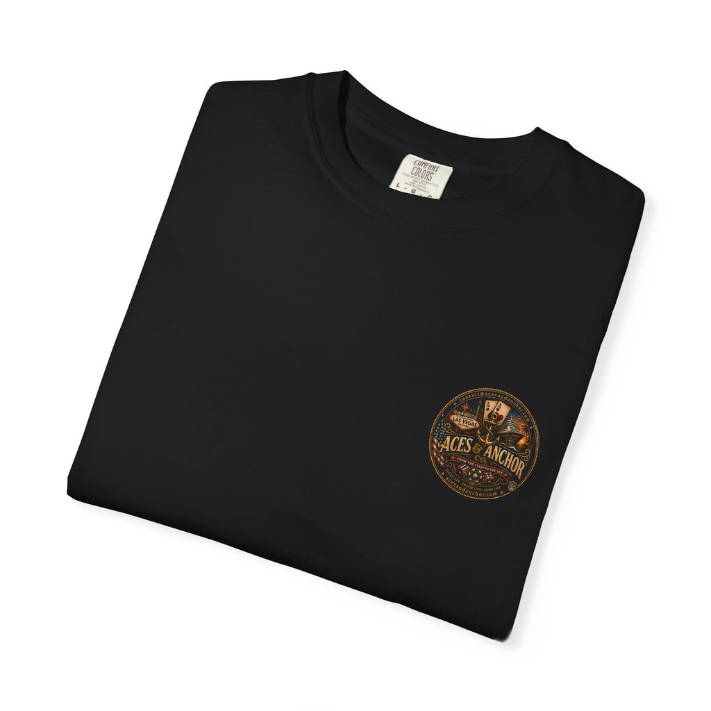 Aces & Anchor Black QR Code Unisex Garment-Dyed T-Shirt