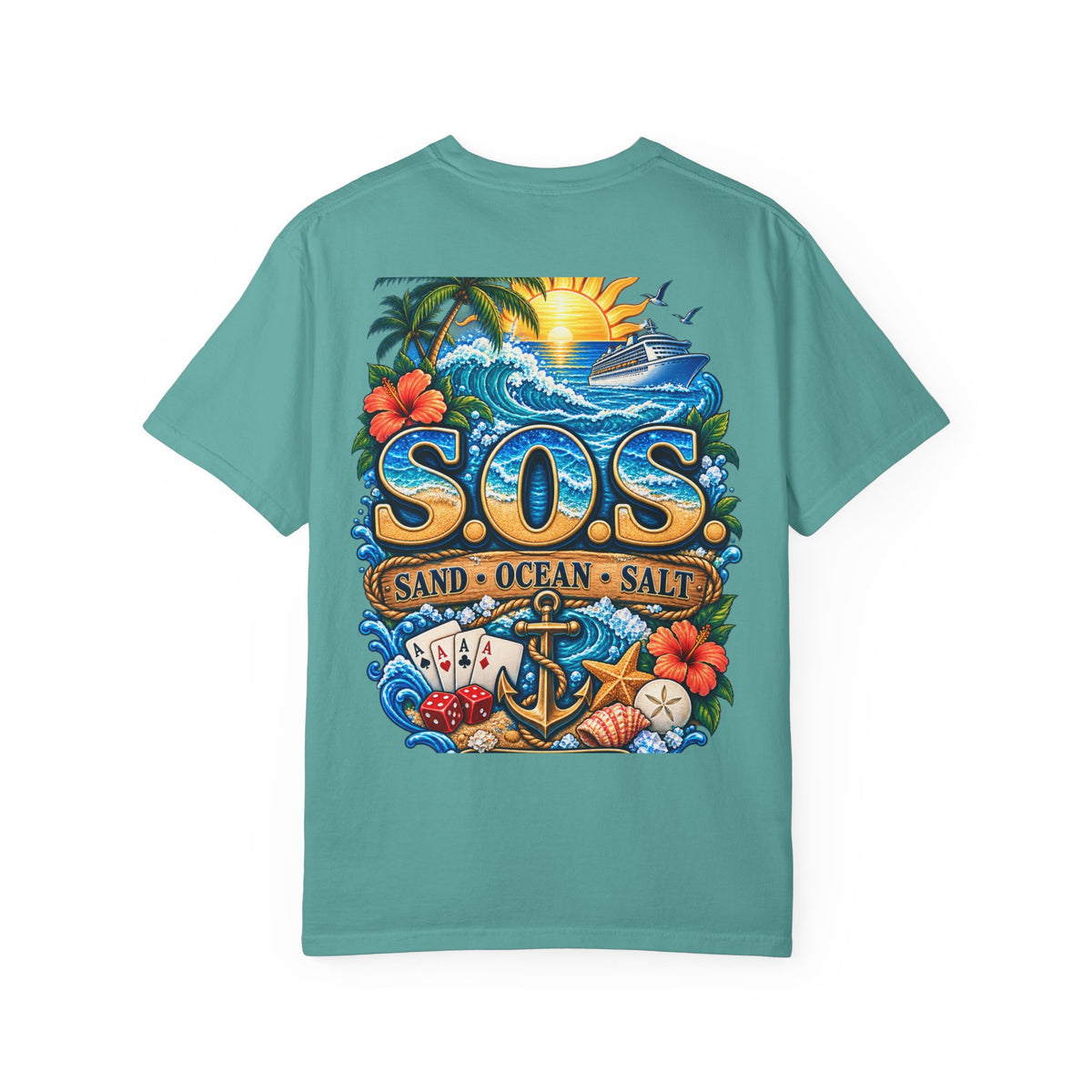 S.O.S. SALT OCEAN SEA Unisex Garment-Dyed T-Shirt