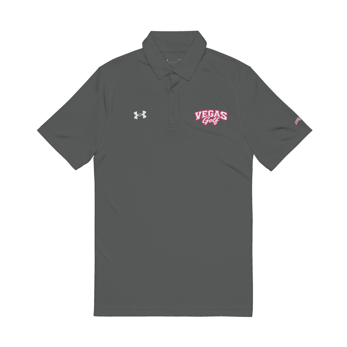 Vegas Golf Pink Embroidered  Under Armour Polo — Classic Performance Golf Shirt