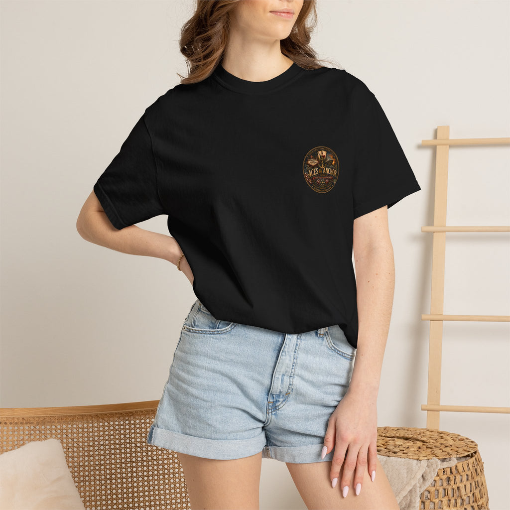 Aces & Anchor Black QR Code Unisex Garment-Dyed T-Shirt