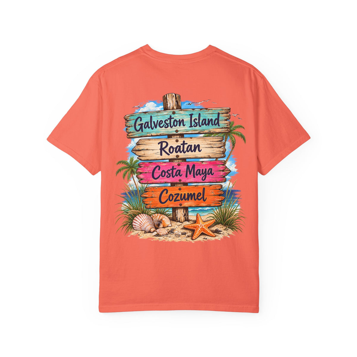 Western Caribbean List from Galveston Unisex Garment-Dyed T-shirt