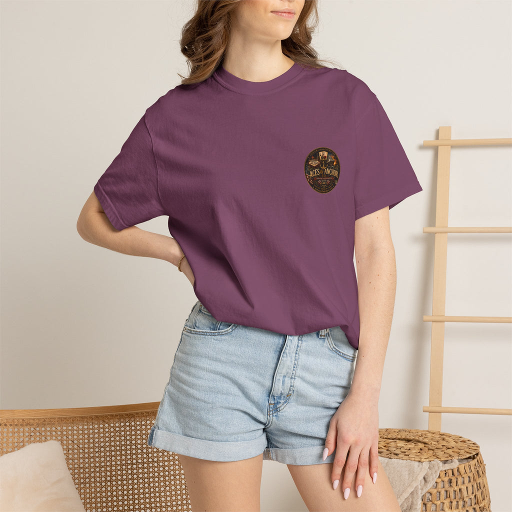 Aces & Anchor Black QR Code Unisex Garment-Dyed T-Shirt