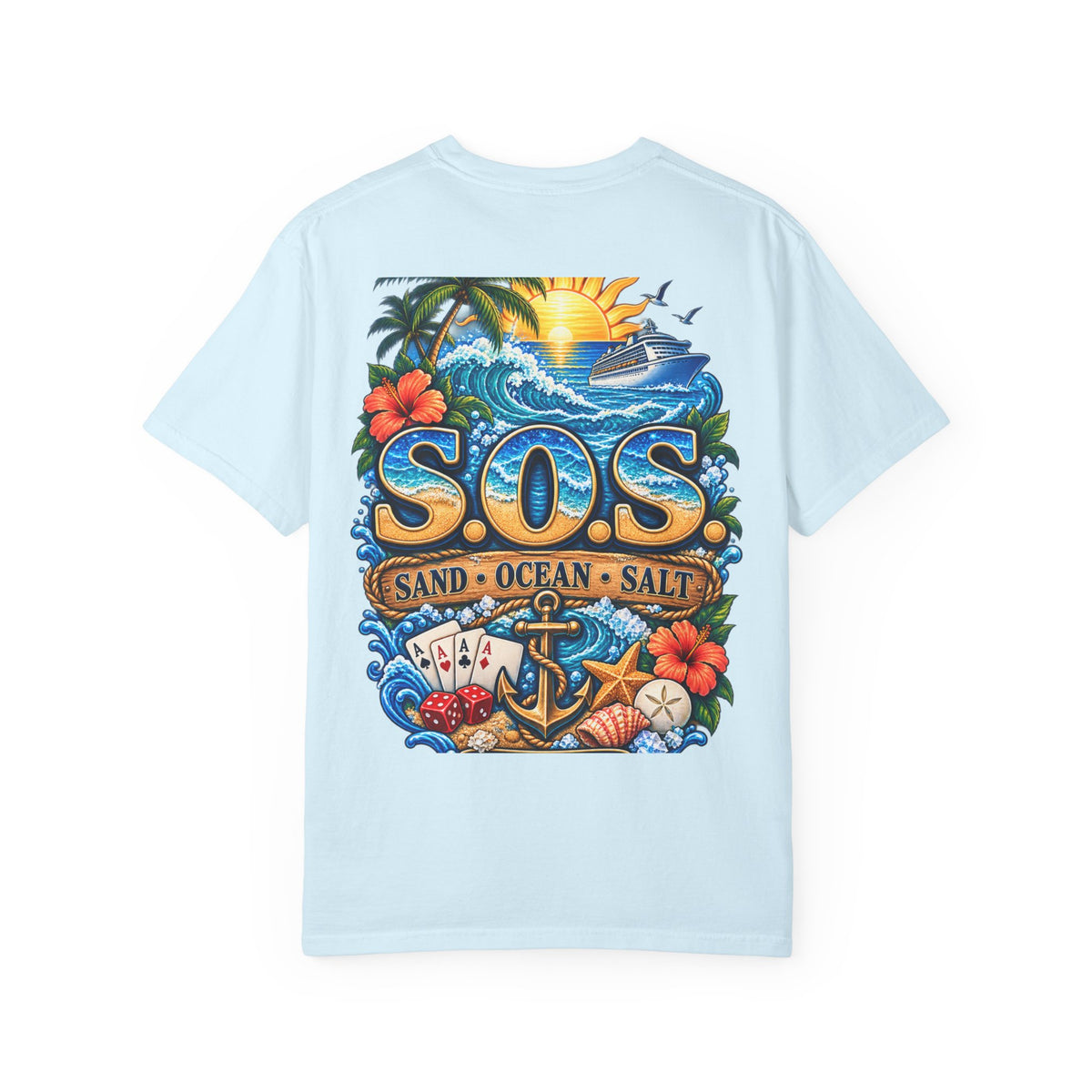 S.O.S. SALT OCEAN SEA Unisex Garment-Dyed T-Shirt
