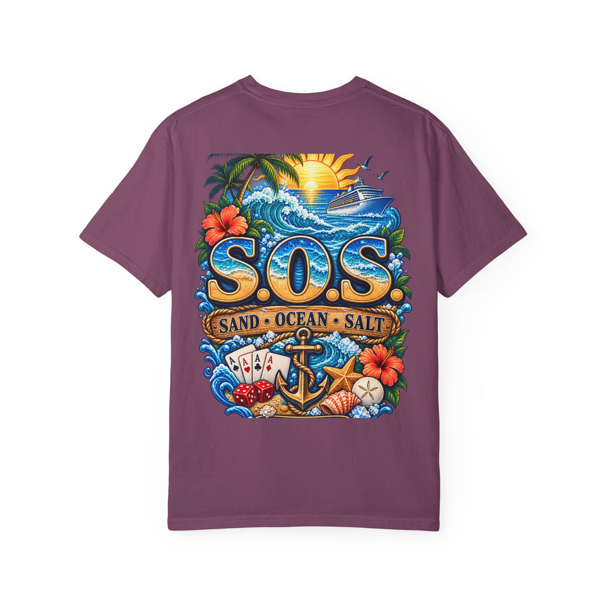 S.O.S. SALT OCEAN SEA Unisex Garment-Dyed T-Shirt