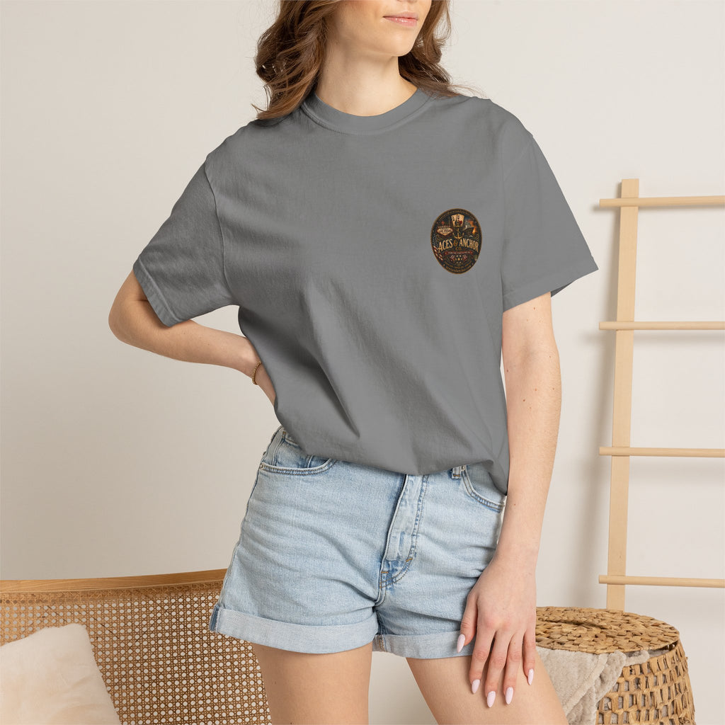 Aces & Anchor Black QR Code Unisex Garment-Dyed T-Shirt