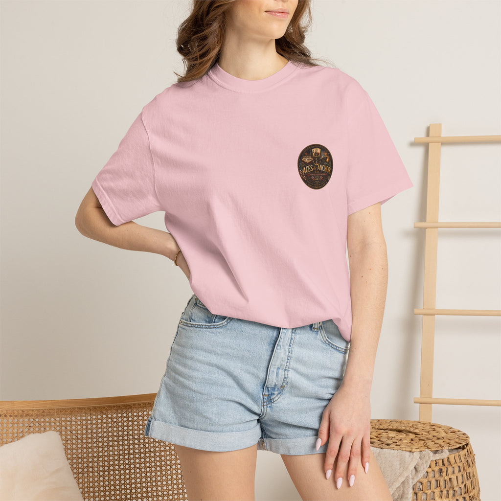 Aces & Anchor Black QR Code Unisex Garment-Dyed T-Shirt