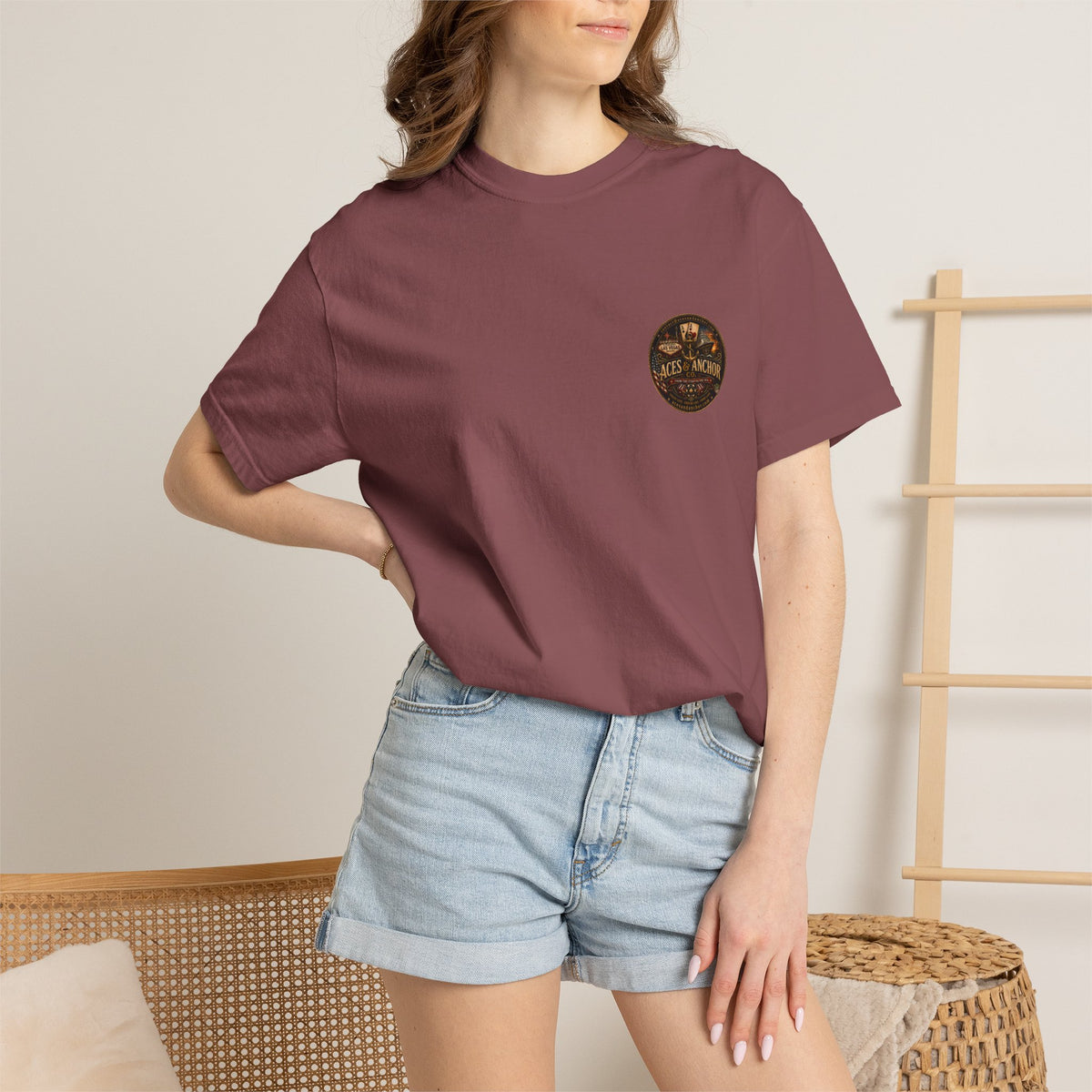 Aces & Anchor Black QR Code Unisex Garment-Dyed T-Shirt