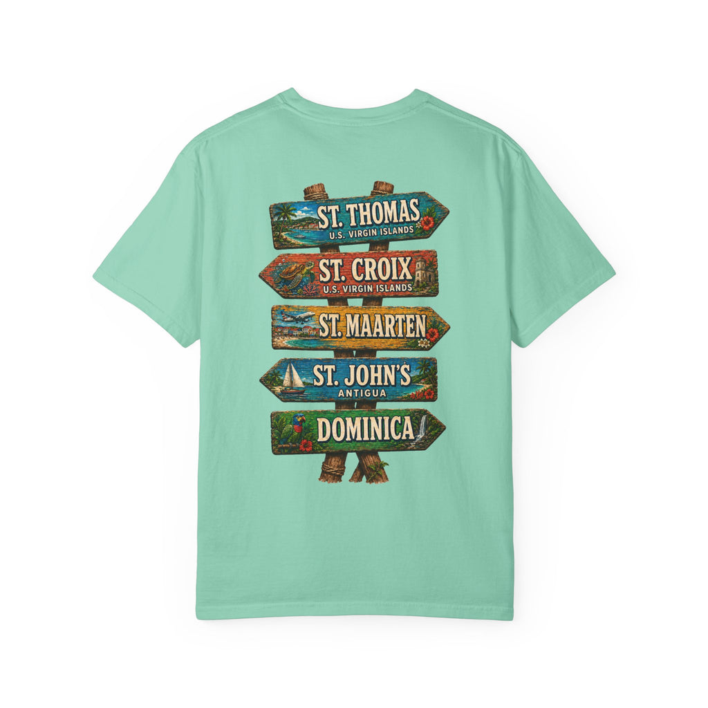 Southern Caribbean Island List Unisex Garment-Dyed T-Shirt