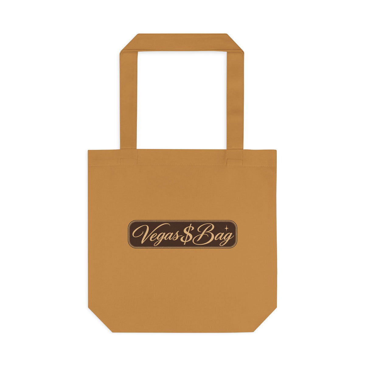 Vegas $ Bag  Bay Cotton Tote — Vintage Script Reusable Shopper with Gold Embroidery Quote