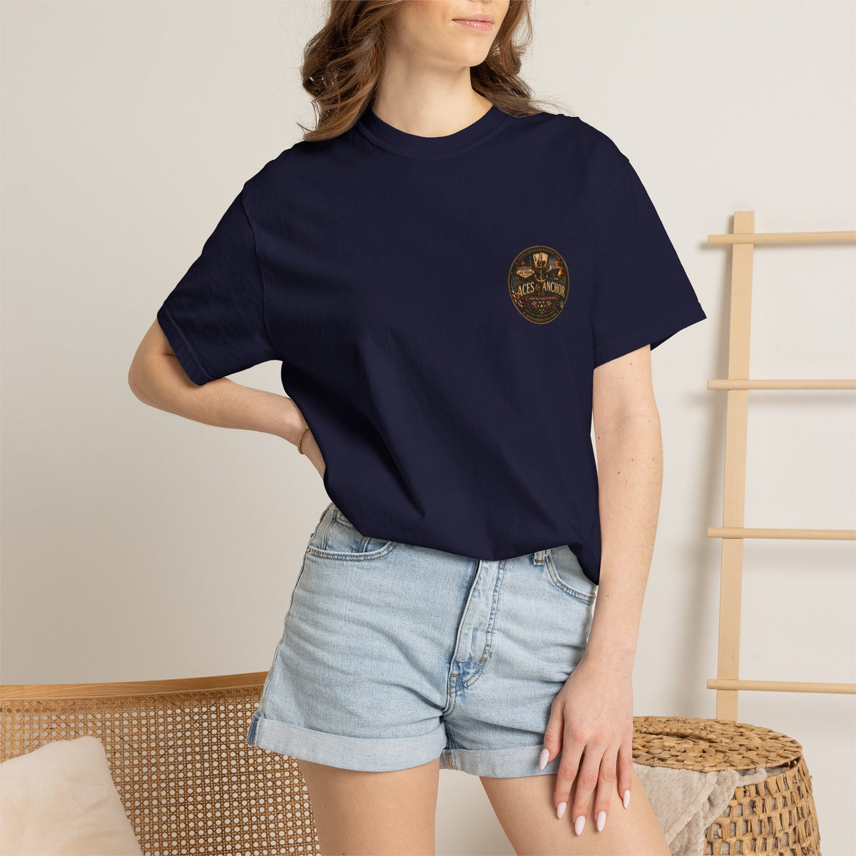 Aces & Anchor Black QR Code Unisex Garment-Dyed T-Shirt