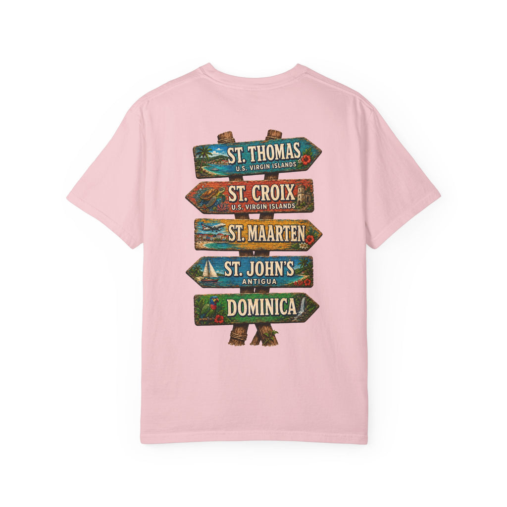 Southern Caribbean Island List Unisex Garment-Dyed T-Shirt