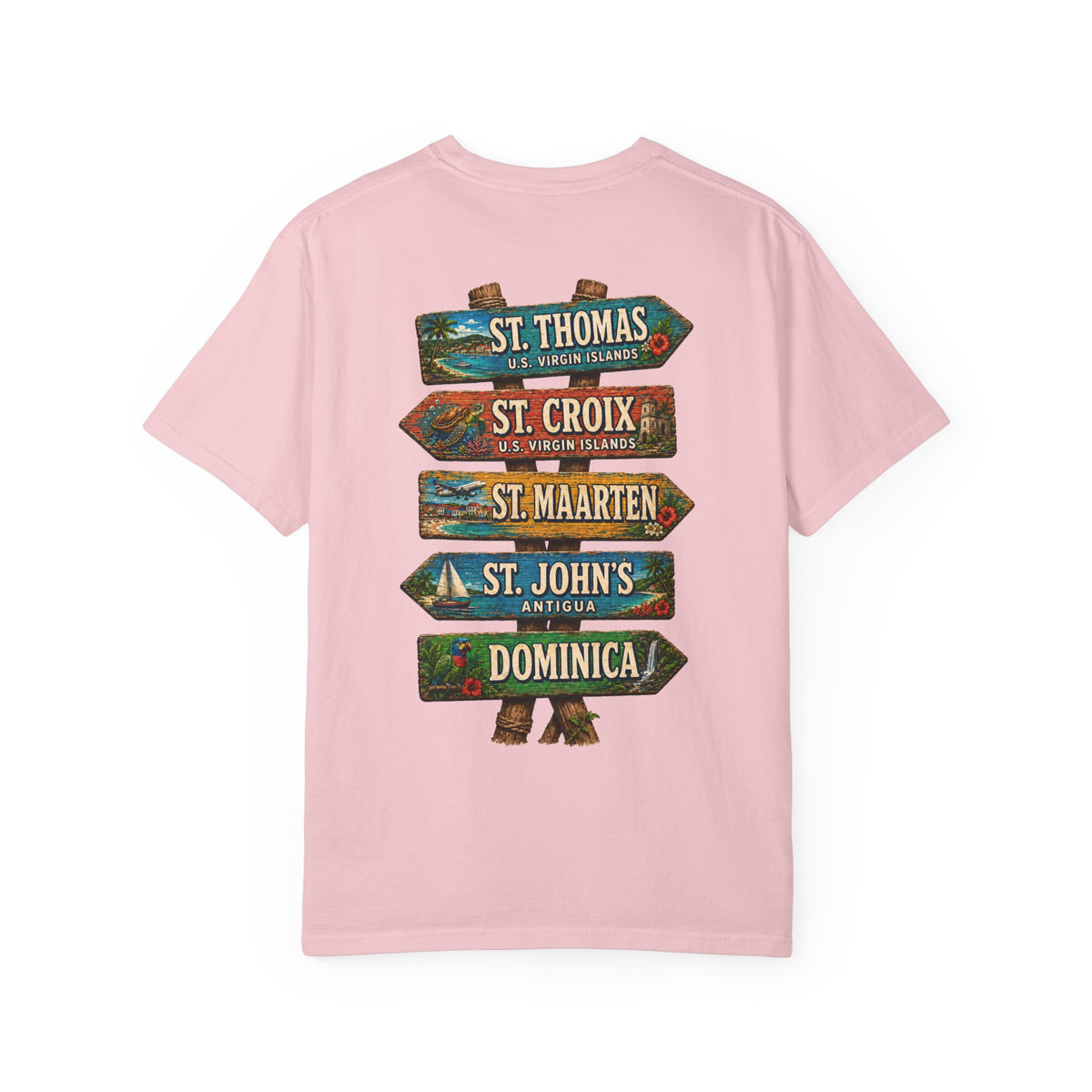 Southern Caribbean Island List Unisex Garment-Dyed T-Shirt